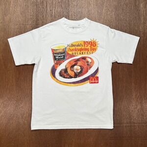 McDonalds 1998 Thanksgiving Day Breakfast Graphic T-Shirt White Large